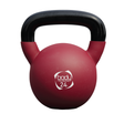 Kettlebell de neopreno rojo de 24 kg con mango negro, superficie lisa y diseño ergonómico para un agarre cómodo durante el ejercicio