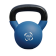 Pesa rusa kettlebell de neopreno azul de 16 kg con mango negro, superficie lisa y diseño ergonómico para un agarre cómodo