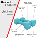 2x Mancuernas de neopreno de 1 kg