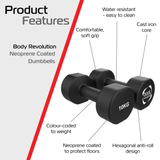 2x Mancuernas de neopreno de 10 kg