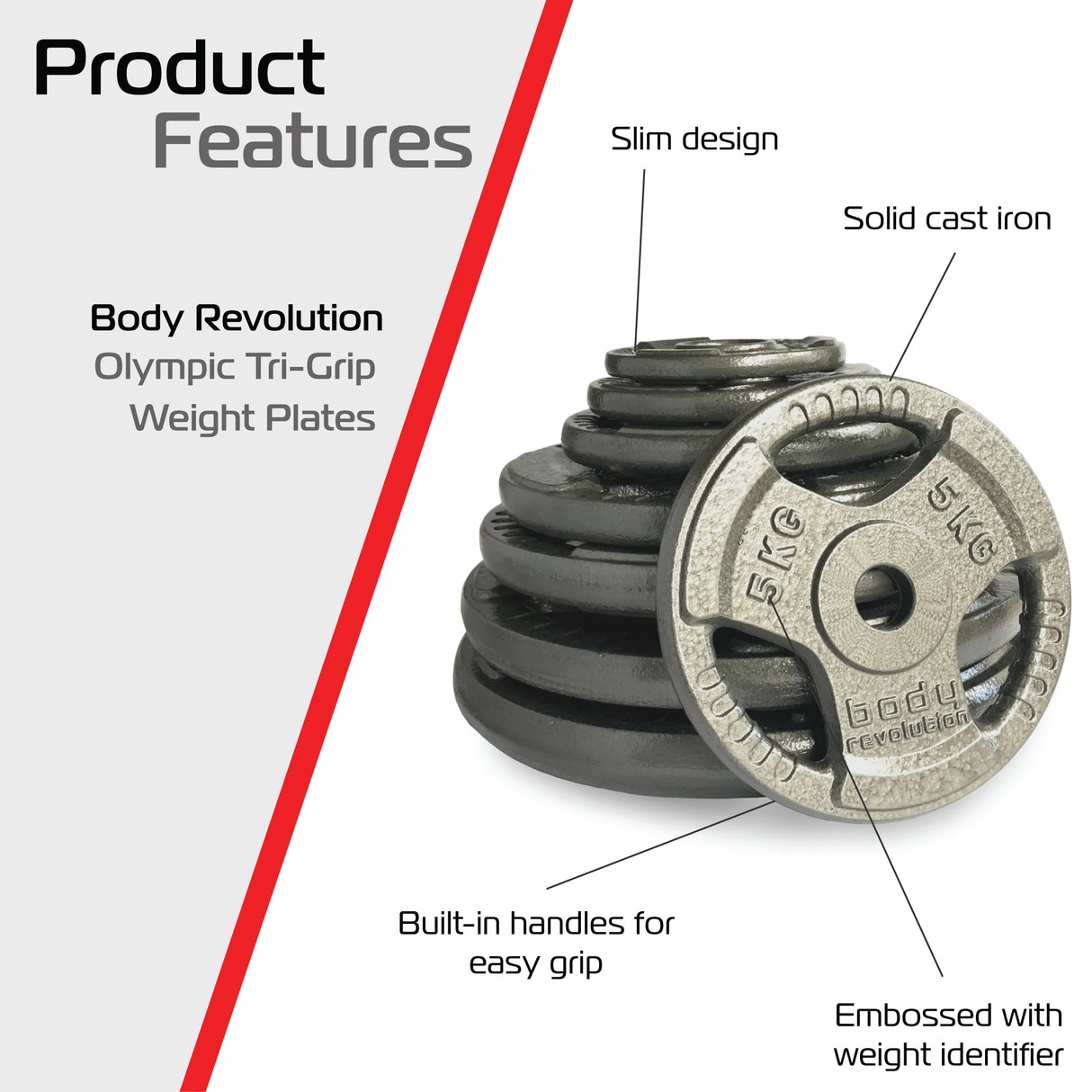 2x Placas de Pesas Disco con Agarre - 5Kg