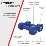 2 x Mancuernas de neopreno de 2,5 kg