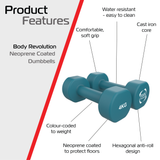 2x Mancuernas de neopreno de 4 kg