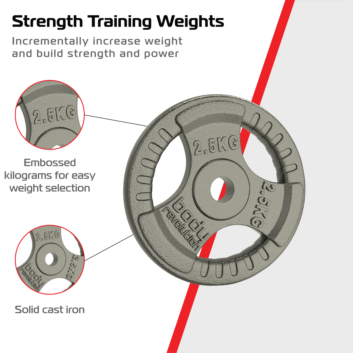 2x Placas de Pesas Disco con Agarre - 2,5Kg