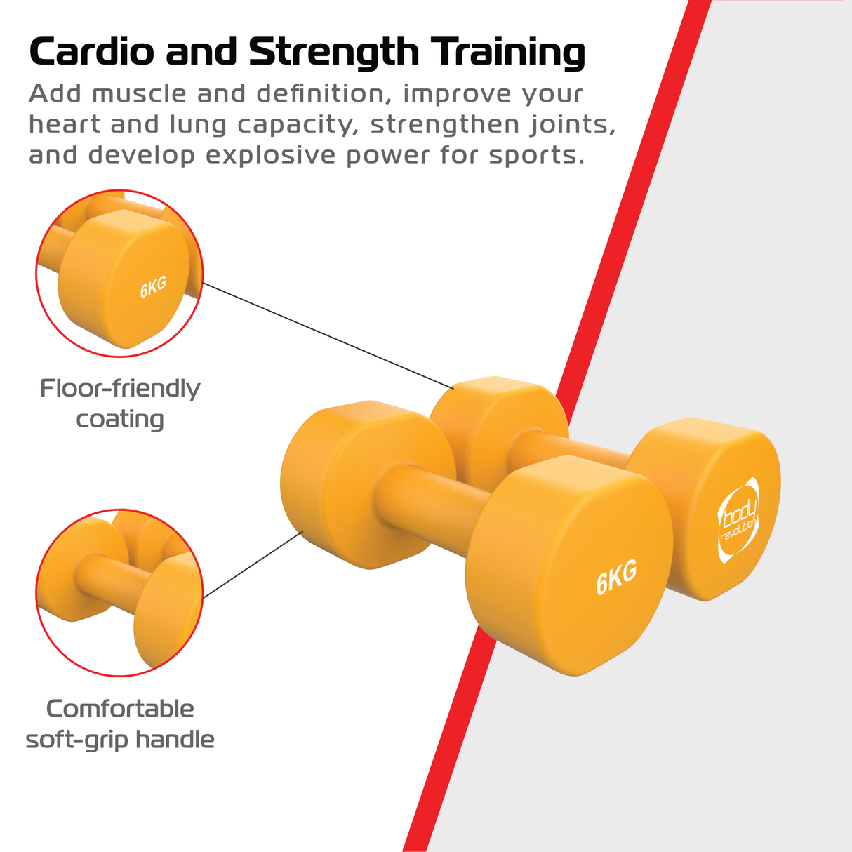 2x Mancuernas de neopreno de 6 kg