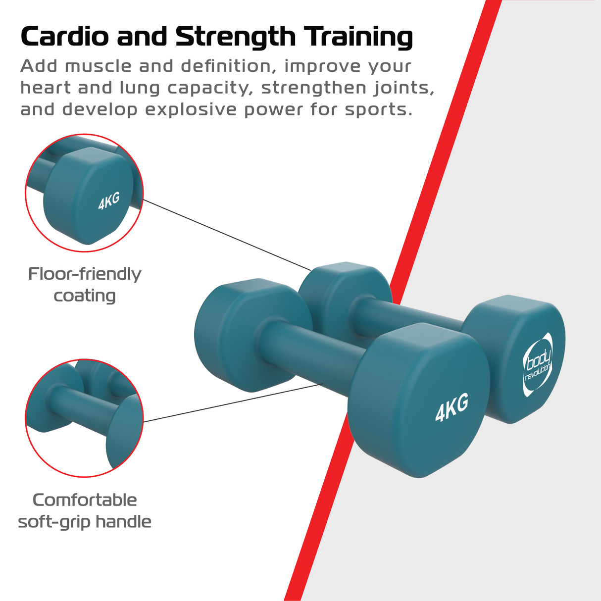2x Mancuernas de neopreno de 4 kg