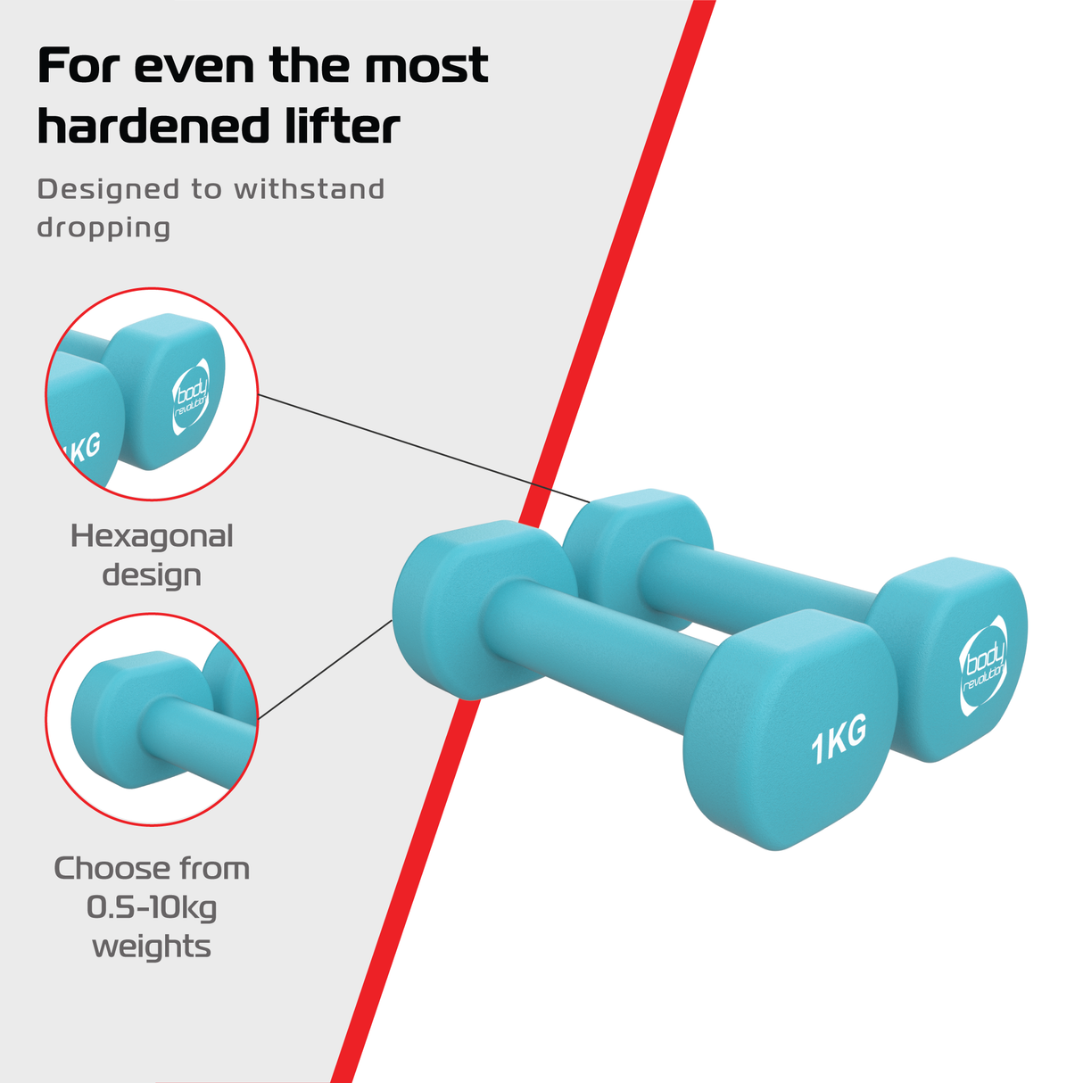 2x Mancuernas de neopreno de 1 kg