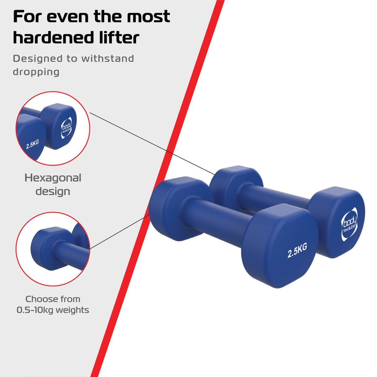 2 x Mancuernas de neopreno de 2,5 kg