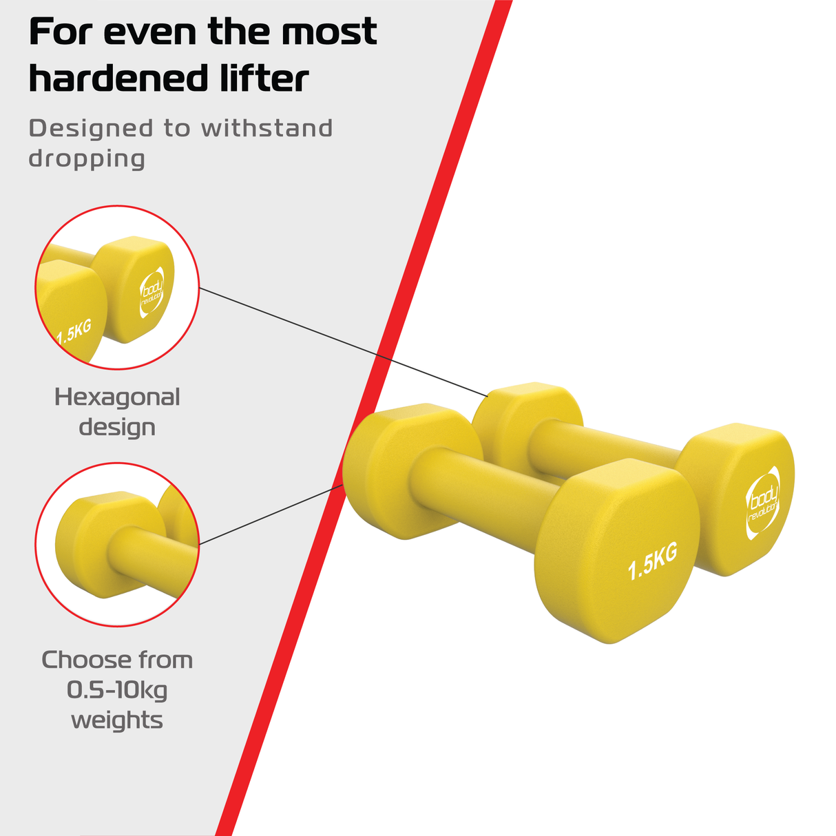 2x Mancuernas de neopreno de 1,5 kg