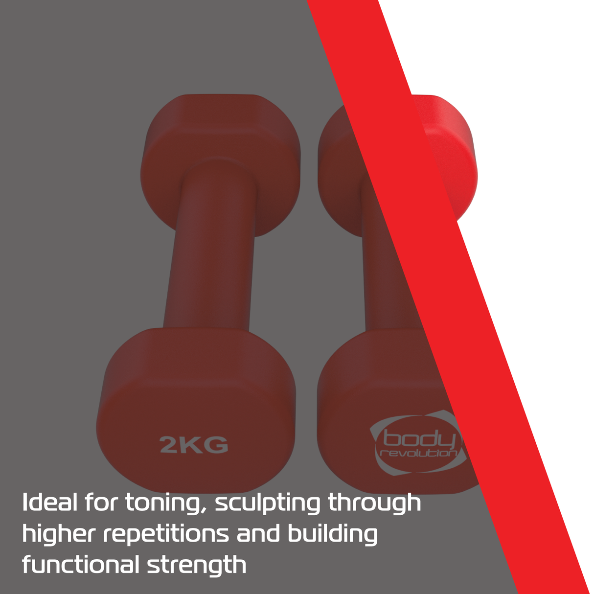 2x Mancuernas de neopreno de 2 kg