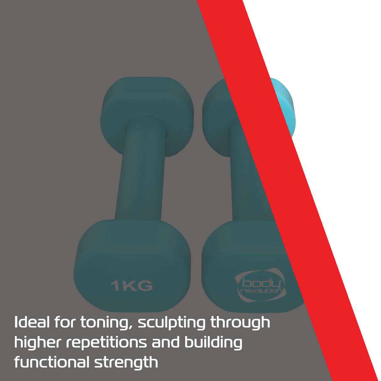 2x Mancuernas de neopreno de 1 kg