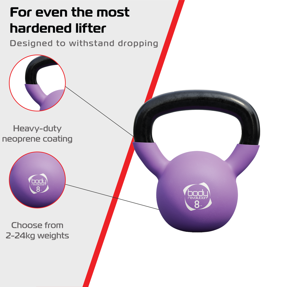 Pesa Rusa Kettlebell de Neopreno Body Revolution - 8 kg