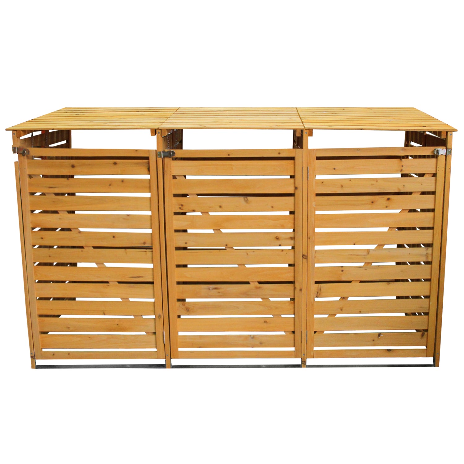 Triple Cobertizo de Madera para Contenedores de Basura