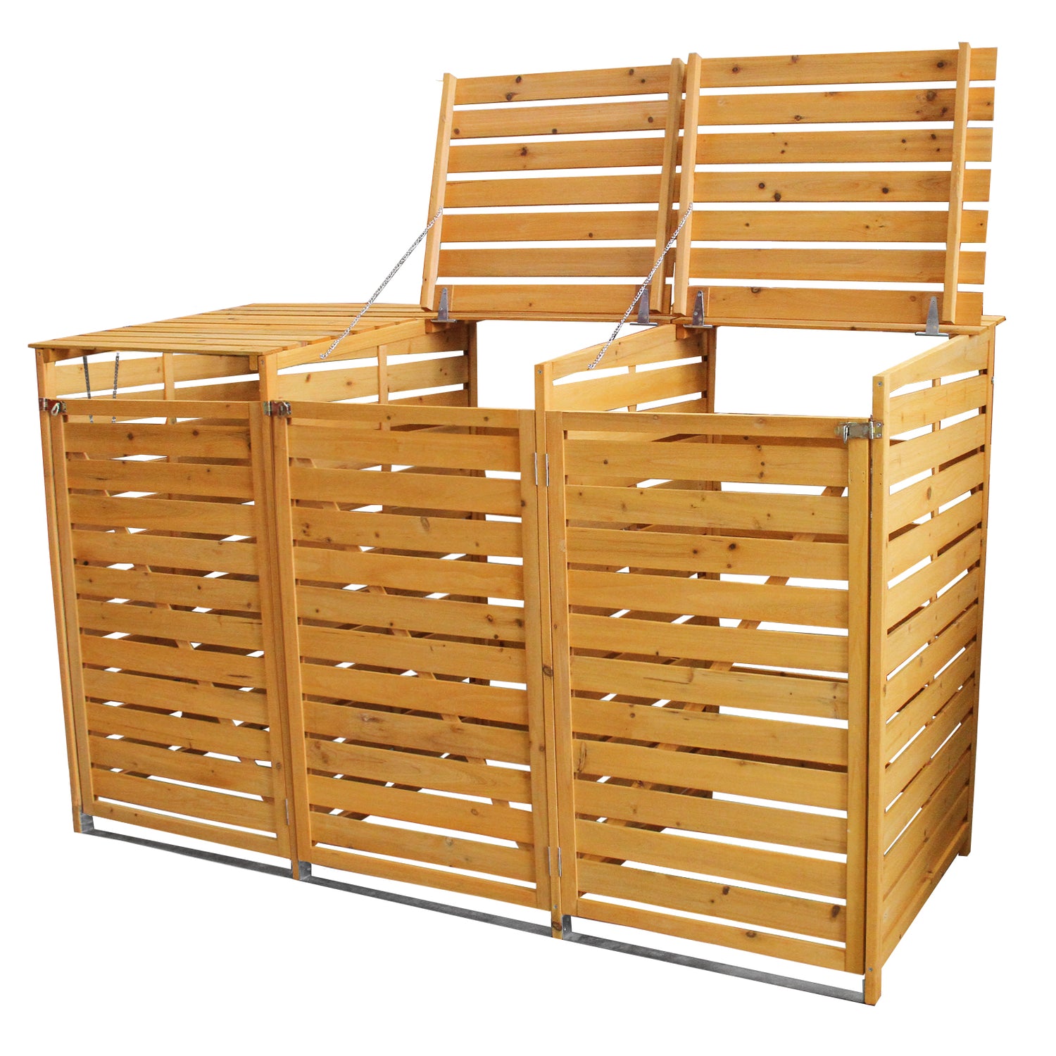 Triple Cobertizo de Madera para Contenedores de Basura