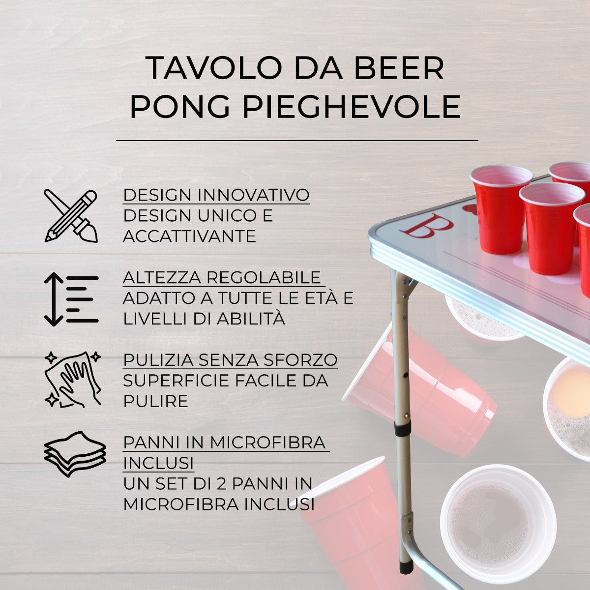 Mesa de Beer Pong Plegable de 2,4m