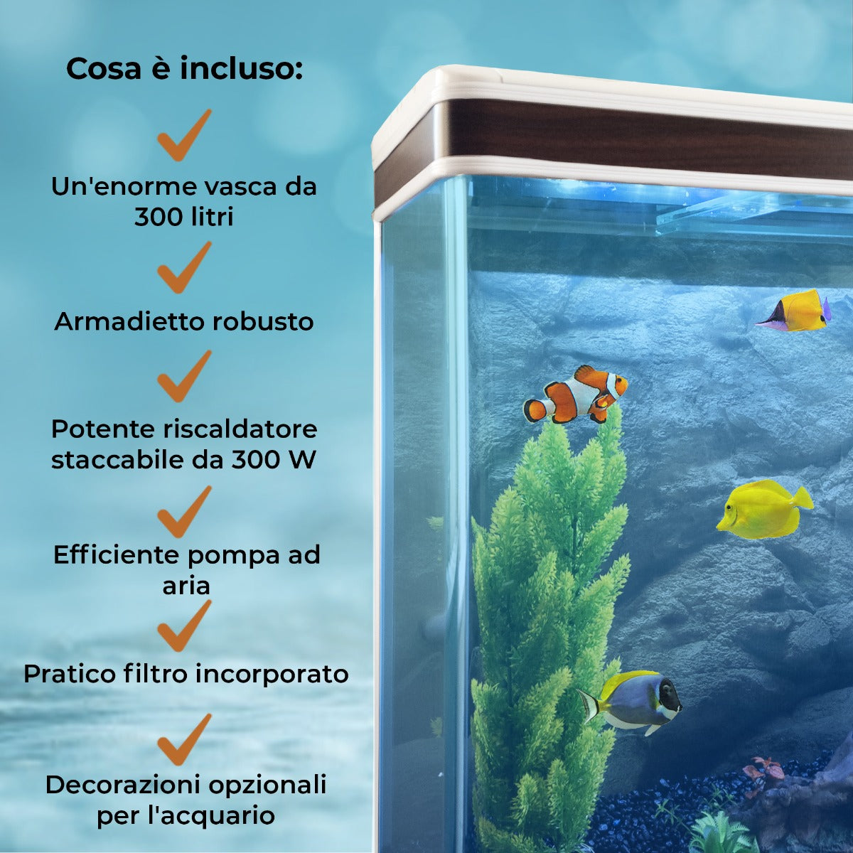 Acuario Completo de 300L con Mueble Blanco