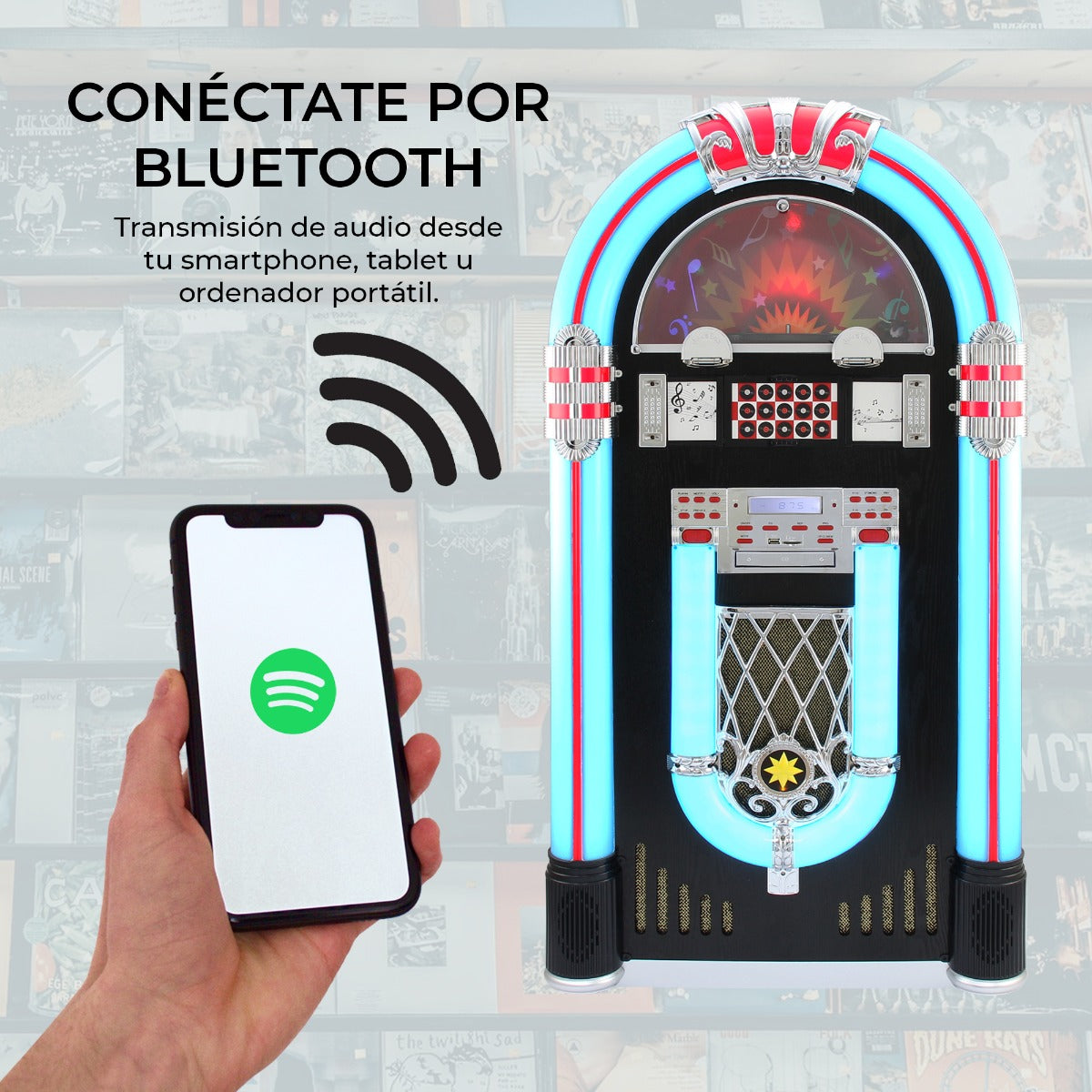 Tocadiscos Retro para Vinilos y USB con Radio