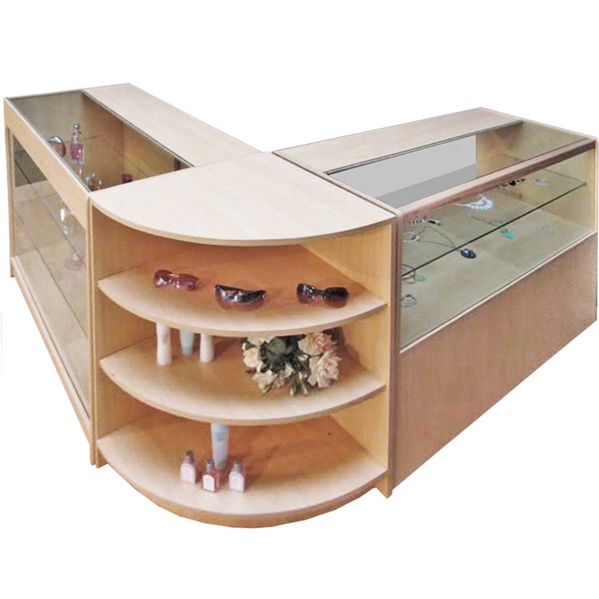 Mostrador de tienda y expositor de arce Júpiter