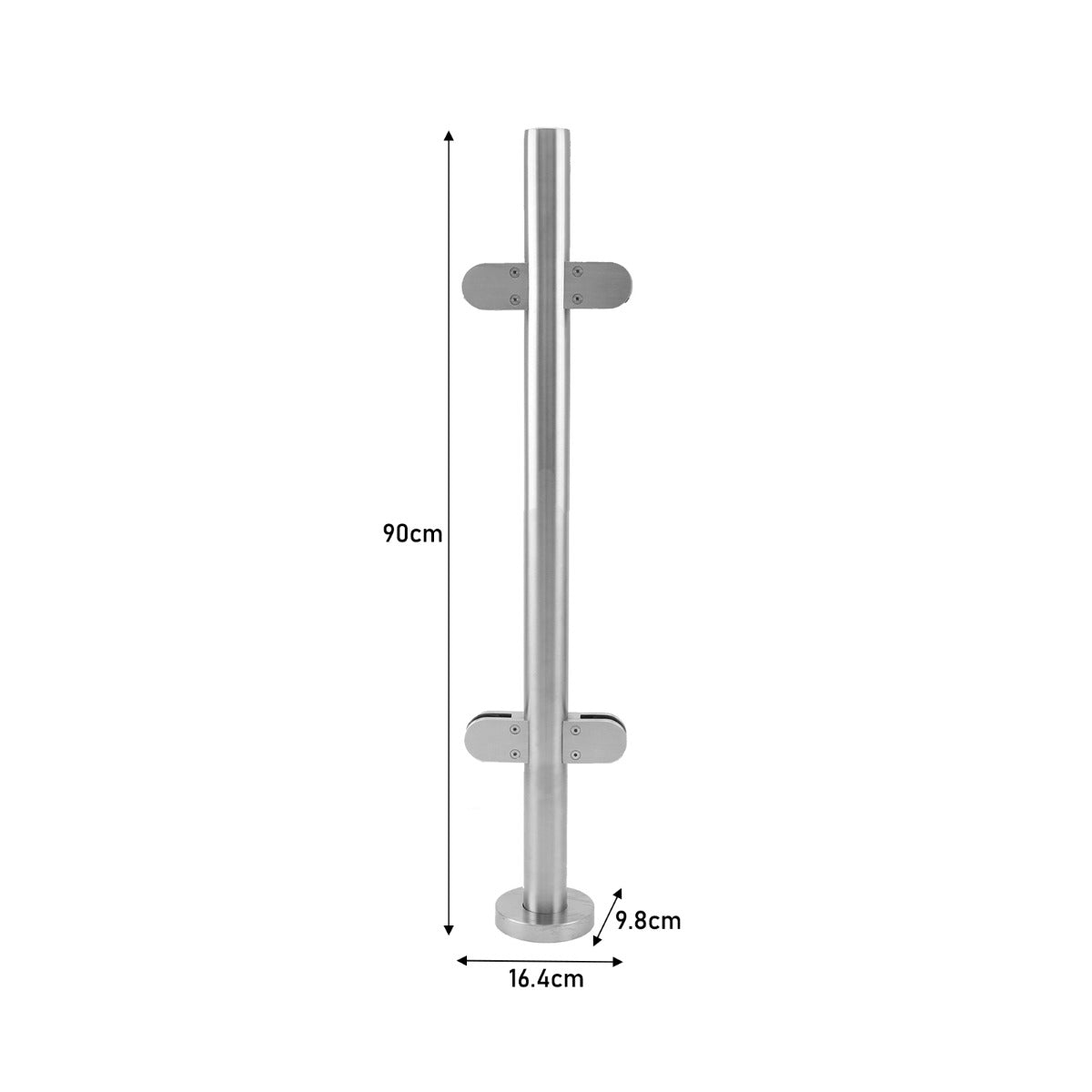 MonsterShop Balaustrada de Acero Inoxidable , Poste Central, 90 cm Alto