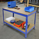 Mesa de Trabajo Q-Rax de Acero Sin Tornillos Azul 120cm x 60cm x 90cm