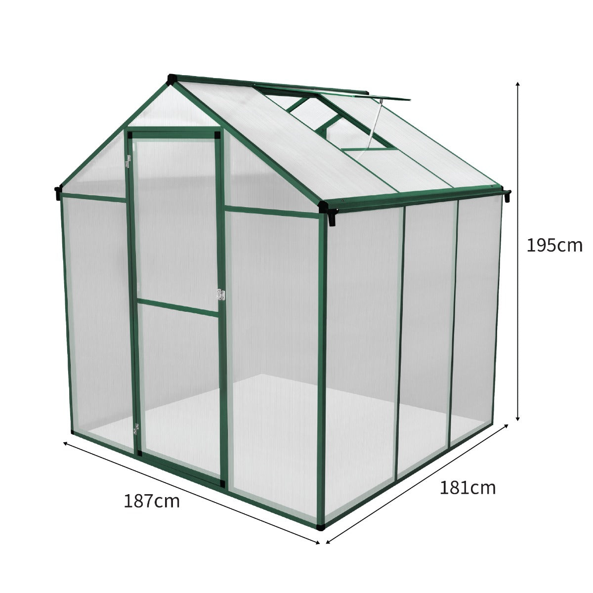 Invernadero de Jardín Policarbonato 1.8m x 1.8m sin Base - Verde