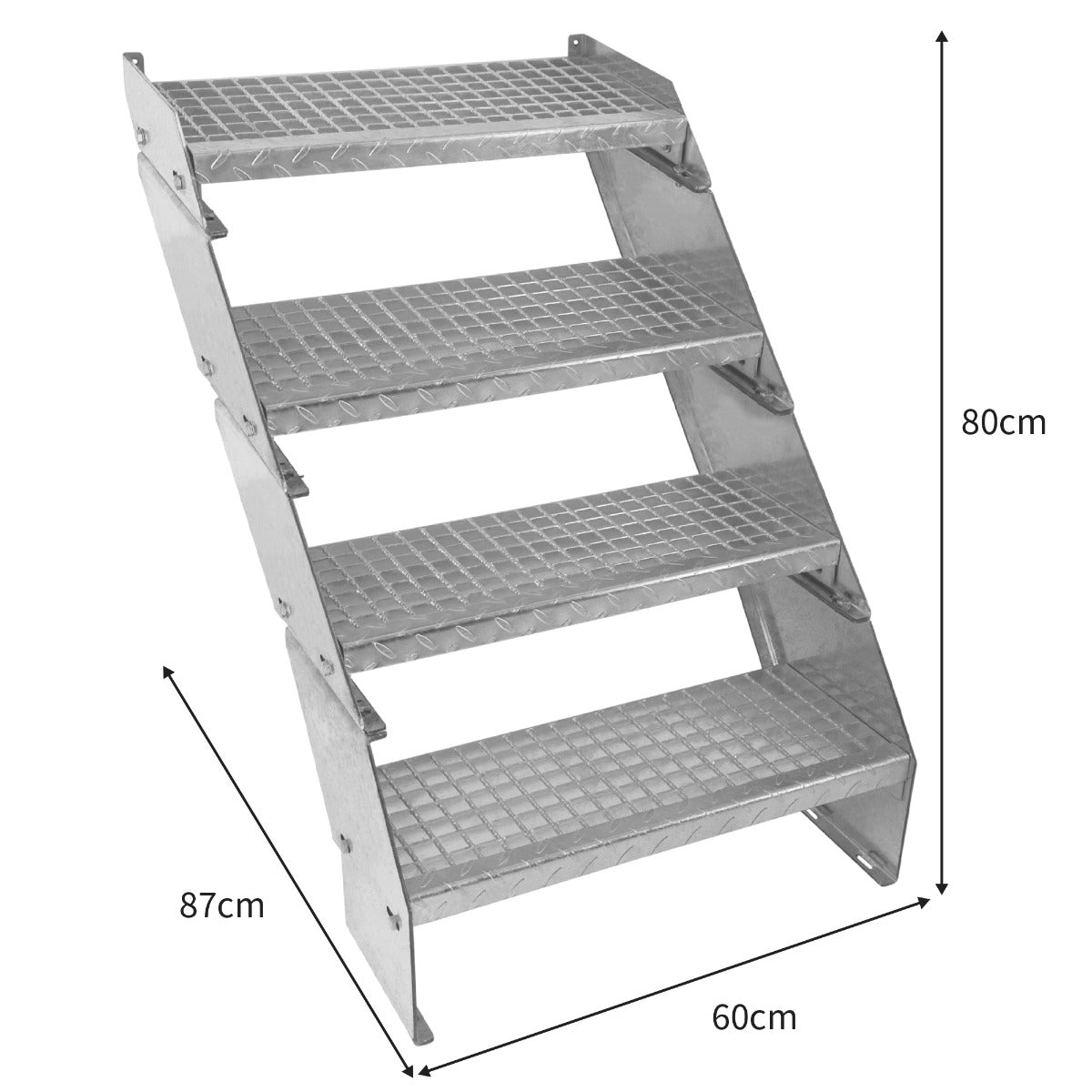 Escalera Galvanizada Ajustable de 4 Escalones– 600mm de Ancho