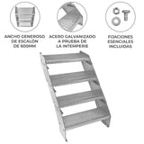 Escalera Galvanizada Ajustable de 4 Escalones– 600mm de Ancho
