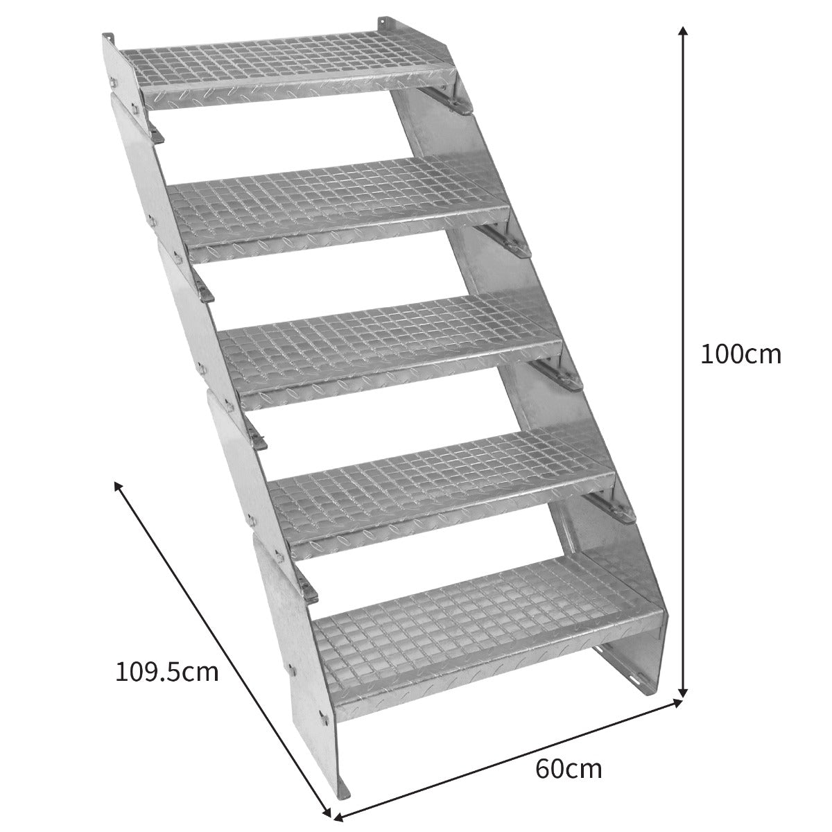 Escalera Galvanizada Ajustable de 5 Escalones– 600mm de Ancho