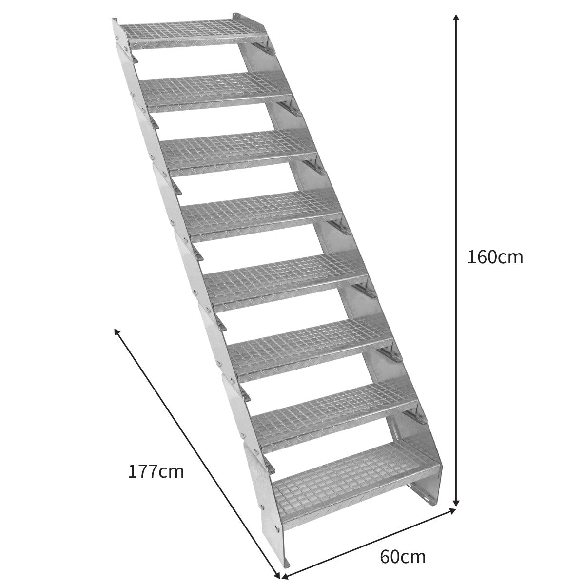Escalera Galvanizada Ajustable de 8 Escalones – 600mm de Ancho
