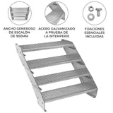 Escalera Galvanizada Ajustable de 4 Escalones– 900mm de Ancho