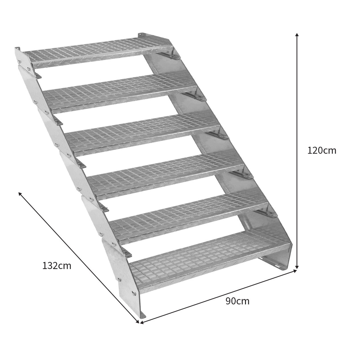 Escalera Galvanizada Ajustable de 6 Escalones– 900mm de Ancho