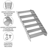 Escalera Galvanizada Ajustable de 6 Escalones– 900mm de Ancho