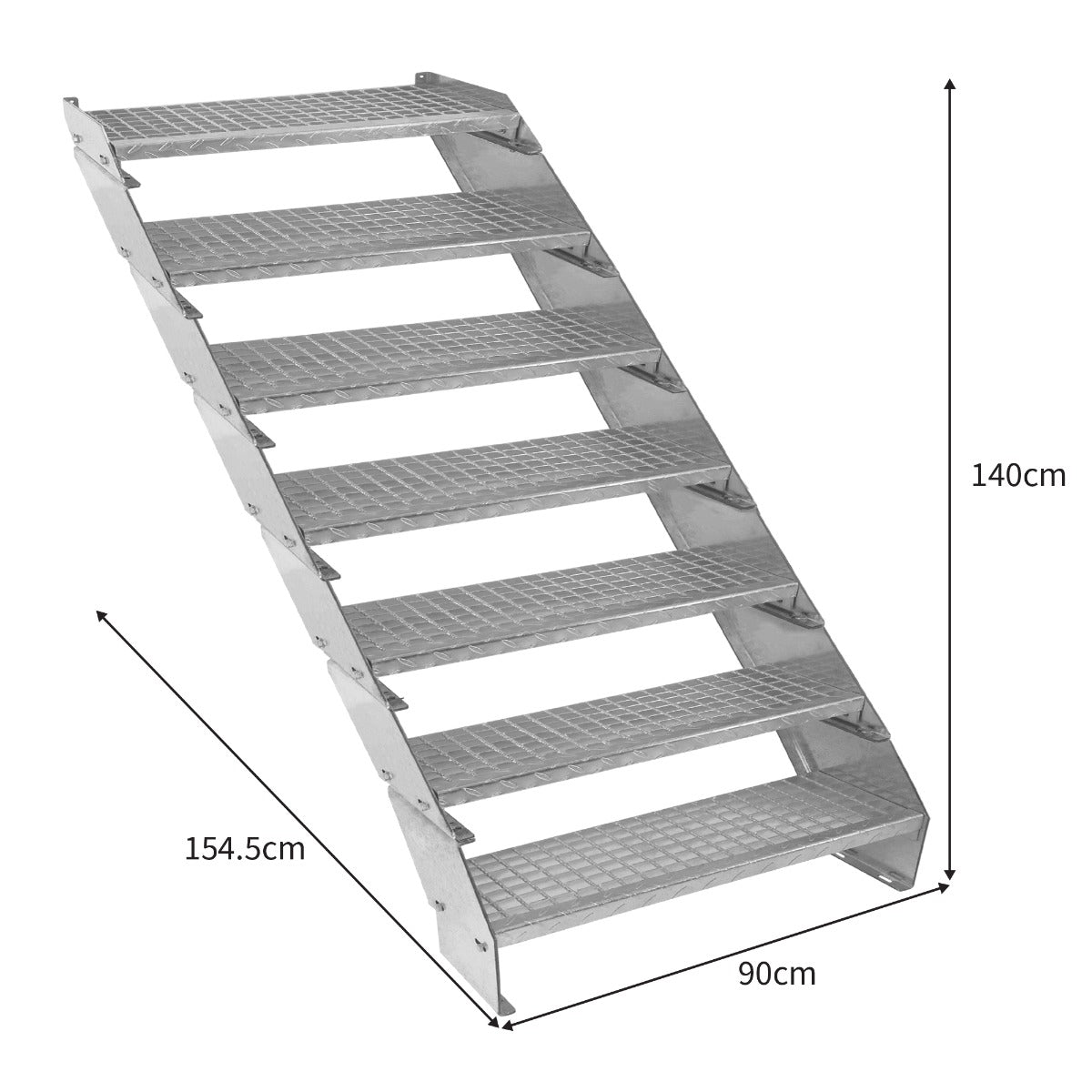 Escalera Galvanizada Ajustable de 7 Escalones– 900mm de Ancho