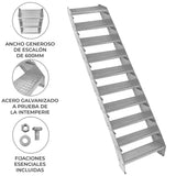 Escalera Galvanizada Ajustable de 10 Escalones– 600mm de Ancho