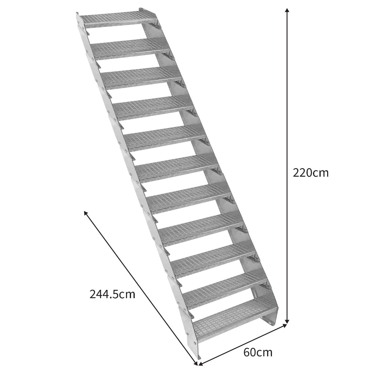 Escalera Galvanizada Ajustable de 11 Escalones– 600mm de Ancho