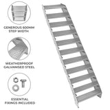 Escalera Galvanizada Ajustable de 11 Escalones– 600mm de Ancho