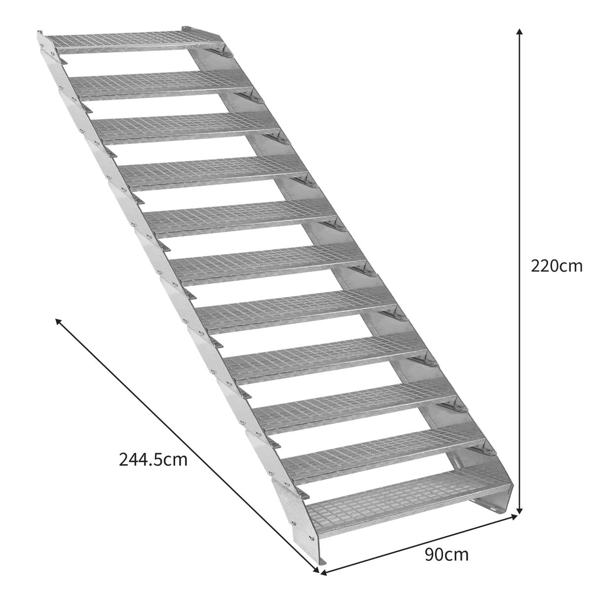 Escalera Galvanizada Ajustable de 11 Escalones– 900mm de Ancho