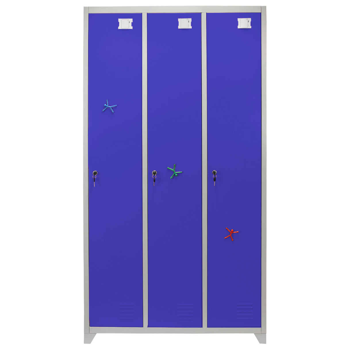 Taquilla Horizontal para Ensamblar con 3 Puertas Azules de Acero para Escuelas