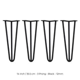 4 Patas de Horquilla SkiSki Legs 35,5cm Acero Negro 3 Dientes 12mm