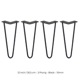 4 Patas de Horquilla SkiSki Legs 30,5cm Acero Negro 2 Dientes 10mm