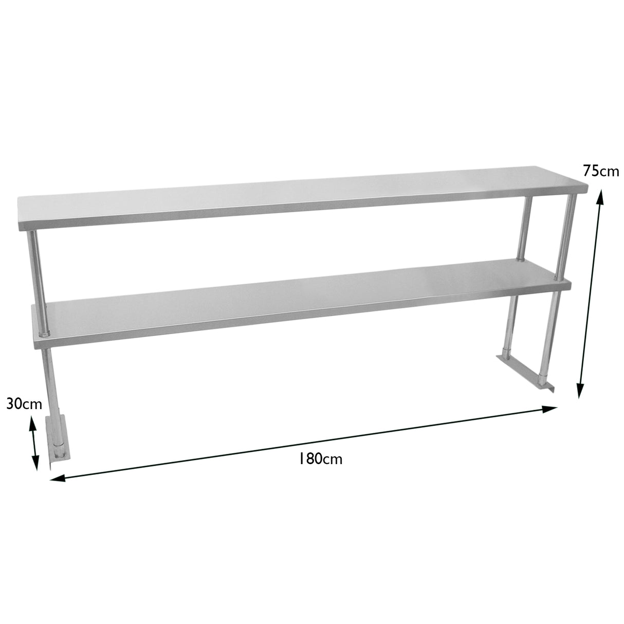 KuKoo Doble Estante Comercial de Acero Inoxidable 180 cm