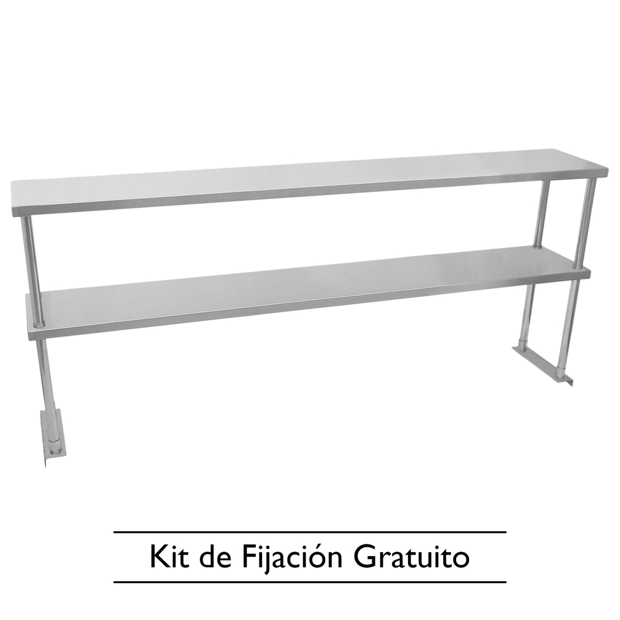 KuKoo Doble Estante Comercial de Acero Inoxidable 180 cm