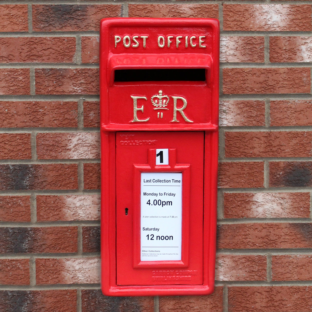 Buzón Royal Mail Rojo con Soporte de Suelo de Hierro Fundido y Montaje de Pared