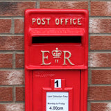 Buzón Royal Mail Rojo con Soporte de Suelo de Hierro Fundido y Montaje de Pared