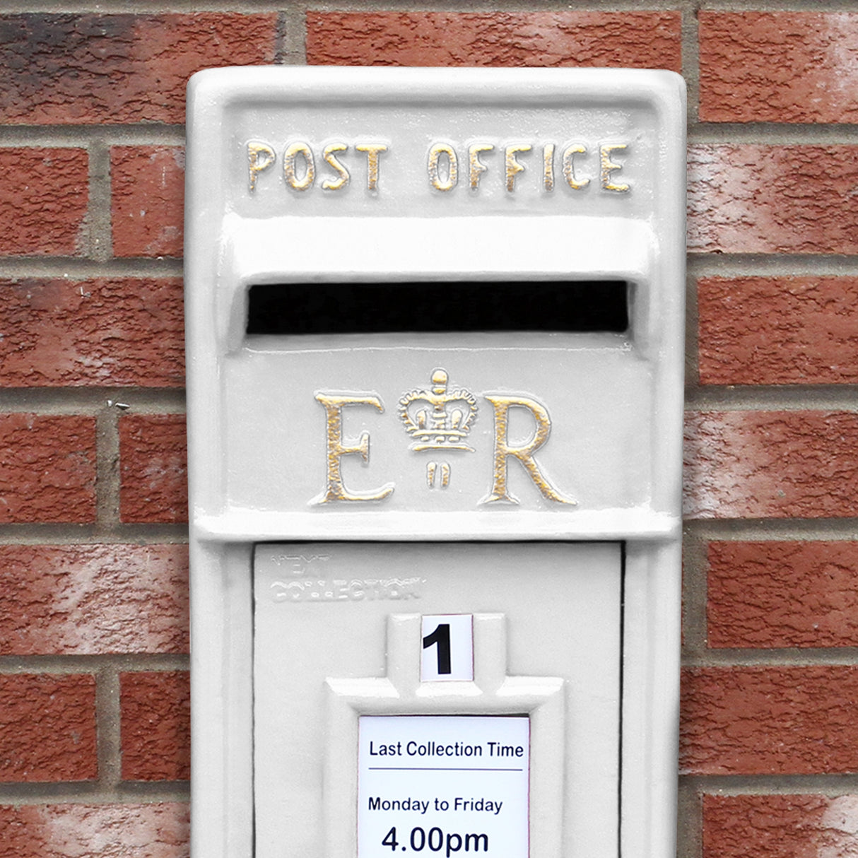 Buzón Royal Mail Blanco con Soporte de Suelo de Hierro Fundido y Montaje de Pared