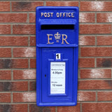 Royal Mail Buzón de Correos Azul Pilar de Hierro Fundido Buzón de Correos para Cartas Montaje para Pared Postal