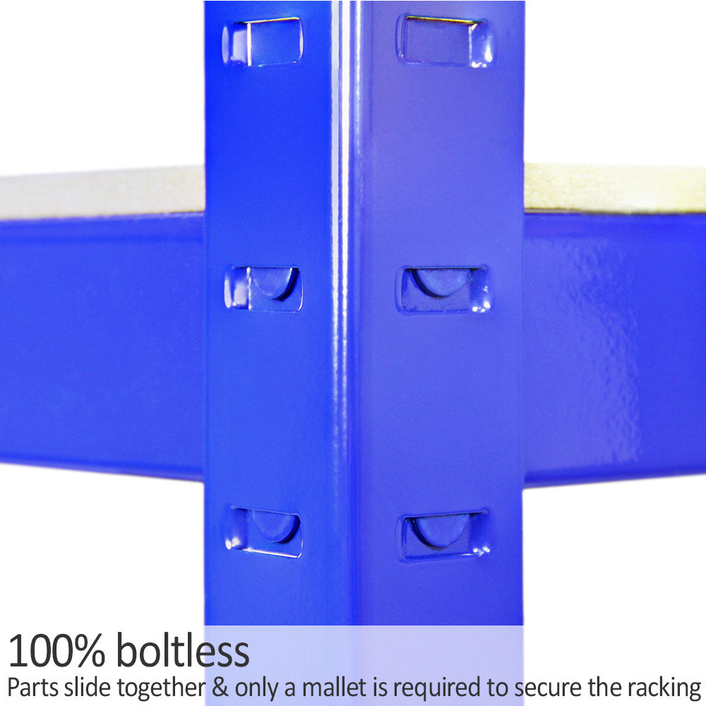 4 Estanterías de Acero Inoxidable Azules 90cm de Ancho