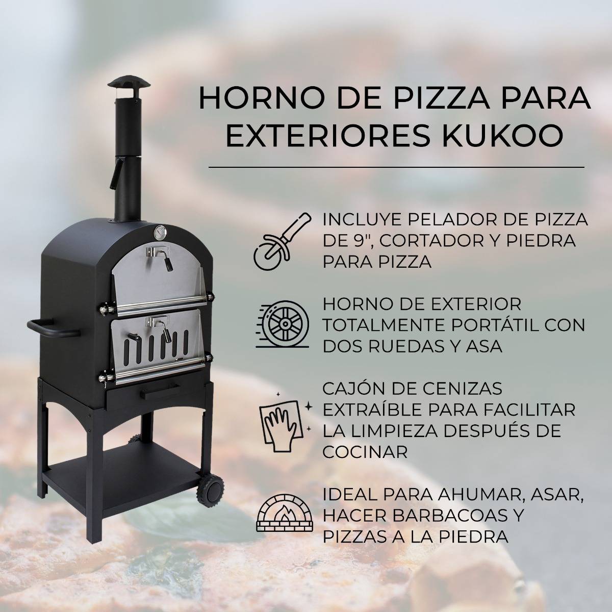 Horno de Acero Multifunción para Pizza con Pala y Cubierta Impermeable