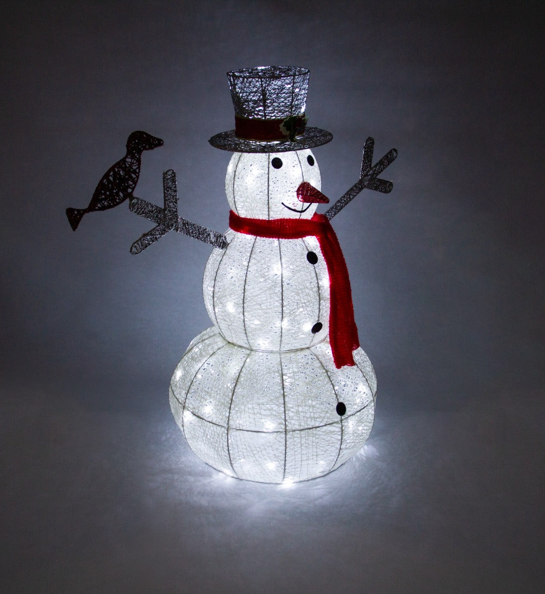 Muñeco de Nieve Iluminado 89cm Decoración Navideña Adviento 100 LEDs