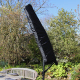 Sombrilla Voladiza Negra de 3 m con Mecanismo de Manivela Base Cuadrada y Cubierta Impermeable Gratis
